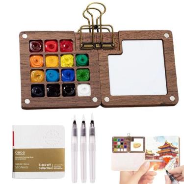 Imagem de Kit de Aquarela Mini para Viagem 15 Cores com Pincel Portátil - Marca 