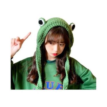 Imagem de Gorro De Inverno Tricotado Em Forma De Sapo Para Mulheres, Acessório D