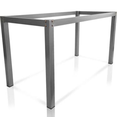 Imagem de Base De Mesa Retangular Olten Prata P/ Tampos de 1,50x0,80 Vidro Pedra