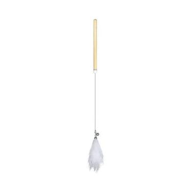Imagem de Brinquedo Jambo Varinha Fox Fur com Cabo de Madeira Branco para Gatos 