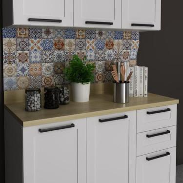 Imagem de Tampo para Balcão 120cm TM1326 MDF Grazi Bege/Carvalho Tropical - Tecn