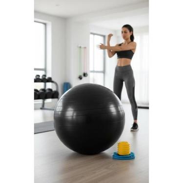 Imagem de 2x Bola Pilates 55cm Preto  Yoga, Abdominal, Gym  Bomba - Congratulati
