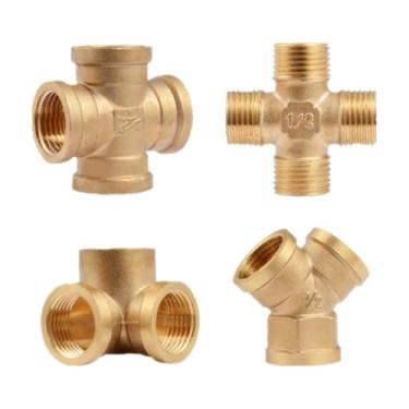 Imagem de 1 pe?a Encaixe de Tubo de Lat?o Conector de 3/4 Vias 1/2quot;???Conector de Tubo de Rosca Macho Feminino Adaptador Farpado Adaptador Acess¨®rios de Hardware, b