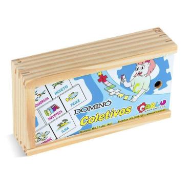 Imagem de Dominó Coletivos 28 Peças Madeira 1427 Carlu