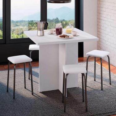 Imagem de conjunto de mesa de cozinha com 4 lugares verona ii corino branco e preto