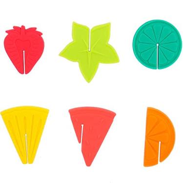 Imagem de Kit Marcador de Copo Formato Frutas em Silicone 6 Peças