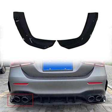 Imagem de FINMOKAL Divisores laterais traseiros pretos brilhantes para Benz A-Class W177 A35 AMG Sedan 2019-2022