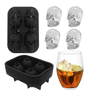 Imagem de Bandeja de cubo de gelo molde de cubo de gelo faça você mesmo criativo arma de silicone bala forma de crânio molde de bandeja bar casa festa barra de uísque ferramenta molde de cubo de gelo (cor: caveira)