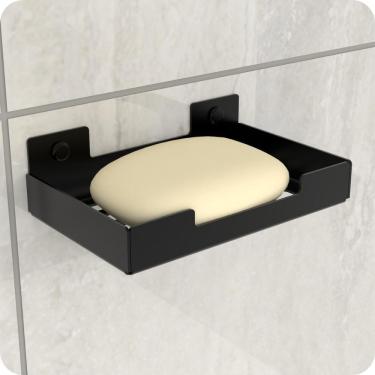 Imagem de Porta Sabonete Para Banheiro Saboneteira Parede Preto ELG