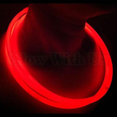 Imagem de Glow With Us Glow Sticks Bulk Wholesale Necklaces, 100 22” Red Glow Stick Necklaces. Bright Color, Glow 8-12 Hrs, Connector Pre-Attached, Sturdy Packaging, Brand
