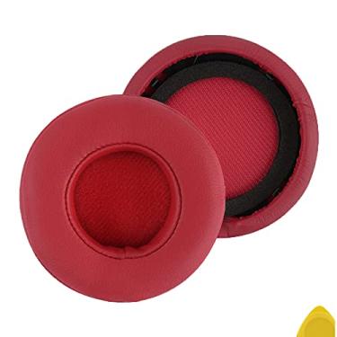 Imagem de Geekria Almofadas auriculares de substituição QuickFit para fones de ouvido Monster Beats MIXR, peças de reparo (vermelho)