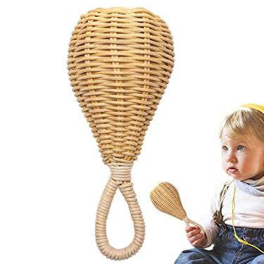 Imagem de vime para bebê | artesanal para bebê - Montessori Shaker, Punhos Desenvolvimento Precoce Brinquedo Recém-nascido, Acessórios Berço Música