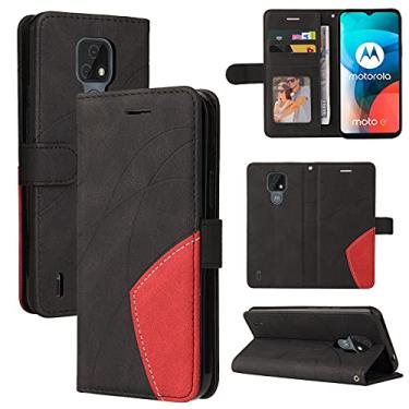 Imagem de Capa flip para Motorola Moto E7 capa carteira de couro, slot para cartão capa de telefone flip para Motorola Moto E7 capa carteira masculina e feminina à prova de choque capa de telefone de quatro cores