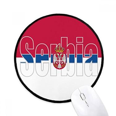 Imagem de DIYthinker Mouse pad com nome da bandeira do país da Sérvia para mesa de escritório tapete redondo para computador