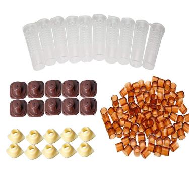 Imagem de LTKJ 1 conjunto de caixa de apicultura com sistema de cupkit de criação rainha de plástico, 100 peças de copos de célula ótimo kit de ferramentas de apicultura para apicultor