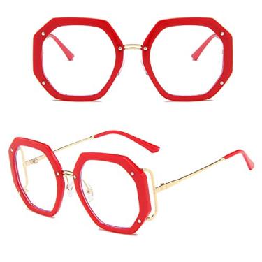 Imagem de Óculos de Sol Quadrados Grandes para Mulheres Óculos de Sol Polígono para Senhoras Óculos de Luz Anti Azul, 11, Com a Caixa