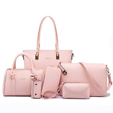 Imagem de 2E-youth Bolsas e bolsas femininas de designer bolsa de ombro bolsa de ombro bolsa com alça superior, Rosa claro 4A, Large