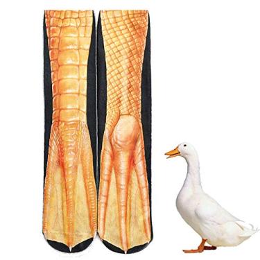 Imagem de Bontouch jour Meias criativas masculinas e femininas divertidas com estampa 3D e estampa de pés de animal, meias de cano médio (pés de pato)