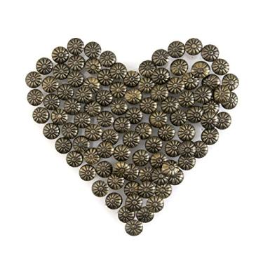 Imagem de Yasorn 100 peças de tachas de estofamento de bronze: Pregos decorativos de móveis de cabeça com padrão de flor vintage para projetos DIY