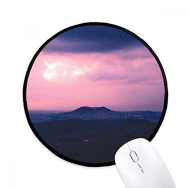 Imagem de Mouse pad rosa escuro nuvens céu desktop escritório tapete redondo para computador