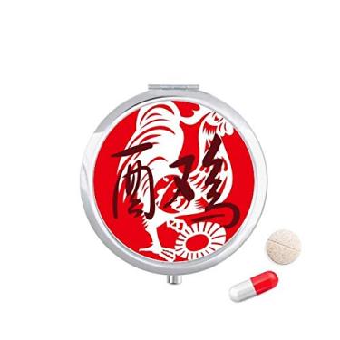 Imagem de Caixa de comprimidos de Ano Novo do Galo Animal Chinês Zodíaco com bolso para remédios
