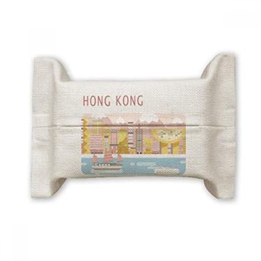 Imagem de Hong Kong Traditional Visiting Harbour Suporte de capa de papel para lenços faciais, saco de linho de algodão