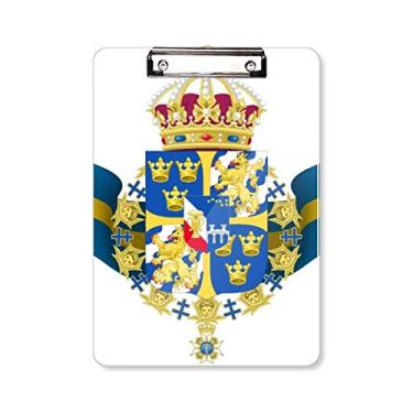 Imagem de Suécia National Emblem Country Symbol Prancheta Pasta Bloco de Escrita Placa de Apoio A4