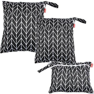 Imagem de Bolsas úmidas e secas Damero Travel para fraldas de tecido, Black Arrow, 3 PCS