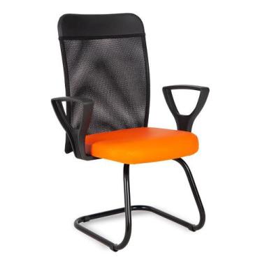 Imagem de Cadeira Interlocutor Com Tela No Encosto Linha Turim Laranja - Design