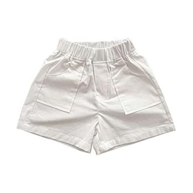 Imagem de Shorts para meninos infantis casuais de verão shorts diários bolso casual moda para roupas infantis shorts de verão (branco, 3-4 anos)