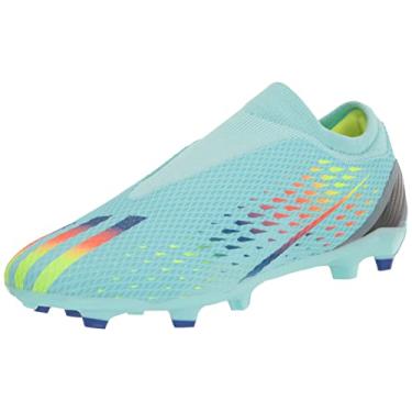 Imagem de adidas Tênis de futebol unissex adulto X Speedportal.3 sem cadarço para solo firme, Azul (aqua) transparente/vermelho solar/azul (power, 13 Women/13 Men