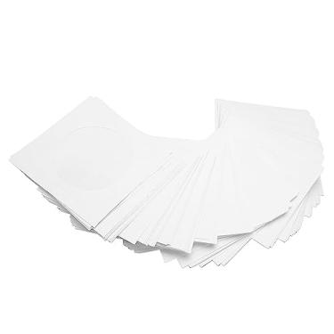 Imagem de Pacote Com 100 Capas de CD, Capas de CD de Papel Branco Grosso Premium, Envelope Com Janela Transparente Recortada e Aba, para Disco de 8 Cm / 3,15 pol.