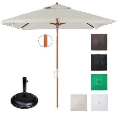 Imagem de Ombrelone Madeira Quadrado 2x2m Sardenha Sombreiro Bagum Com Base 22kg Concreto - Belfix - BegePreto