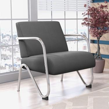 Imagem de Poltrona Decorativa Sabrina Cromada Preto