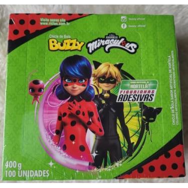 Imagem de Chiclete Miraculous Hortelã com 100 unidades com Figurinhas Adesivas