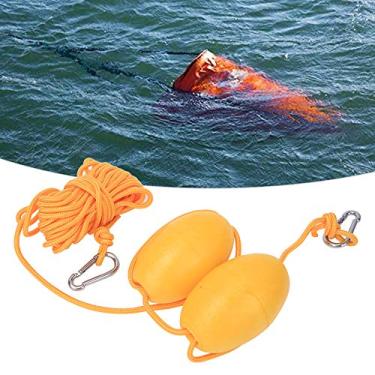 Imagem de Tgoon Bola flutuante marítima, boia de espuma de EVA para caiaque corda fina acabamento para sistema de âncoras de pesca (conjunto de corda amarela de bola dupla)