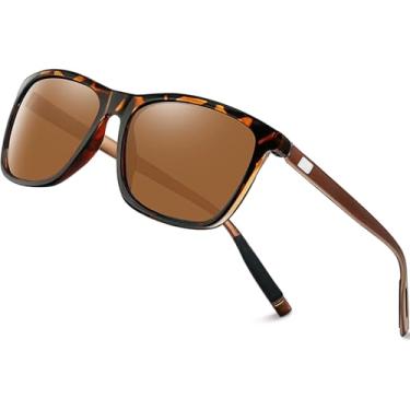 Imagem de Óculos de sol retangulares clássicos de proteção da moda retrô unissex marrom com lente