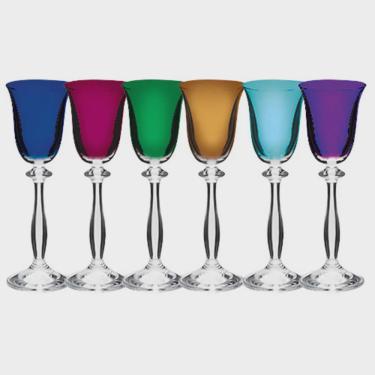 Imagem de Jogo de 6 Taças Cristal Licor Angela Bohemia Colorida 60ml