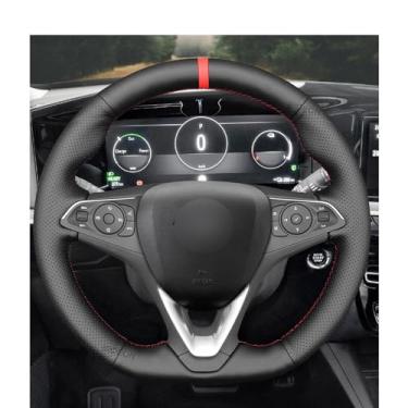 Imagem de LAVIYE Capa do volante de couro artificial preto do pu, para Opel Astra K Corsa F Combo E Grandland X insígnia CT Mokka Vauxhall Holden