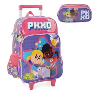 Imagem de Kit Mochila de Carrinho e Estojo Duplo Luxcel PKXD Lilás