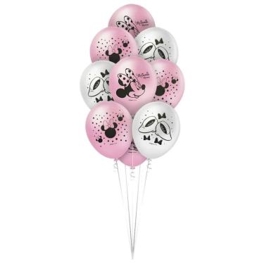Imagem de Balão Bexiga Minnie Mouse Rosa 9 Polegadas Com 25 Unidades