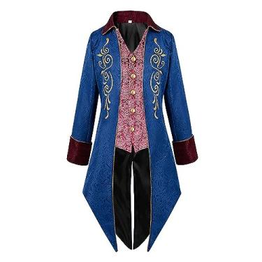Imagem de Jaqueta vitoriana masculina,Jaqueta Vintage Steampunk com tema de Halloween - Casaco pirata masculino para festa temática de halloween e cosplay, fantasia medieval masculina, fantasia de Shakven
