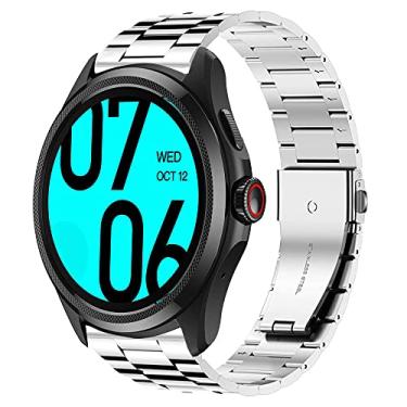 Imagem de Lamshaw Compatível com pulseira Ticwatch Pro 5, tiras de substituição de metal de aço inoxidável de liberação rápida compatíveis com smartwatch Android Ticwatch Pro 5 (prata)