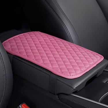 Imagem de ESKONKE Capa básica para console central de automóveis Capa para apoio de braço à prova d'água Couro almofada protetor universal Acessórios de decoração de carro (Rosa)
