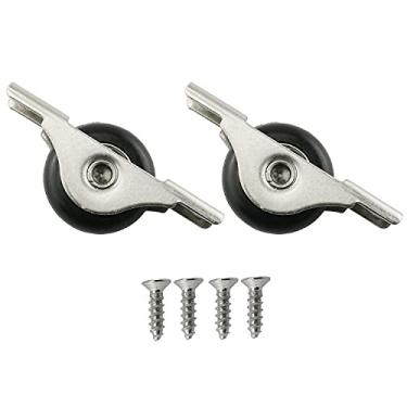 Imagem de HJ Garden Rolo de porta 2 peças preto 29 mm de diâmetro roda de nylon janela de peso polia de aço inoxidável com parafusos