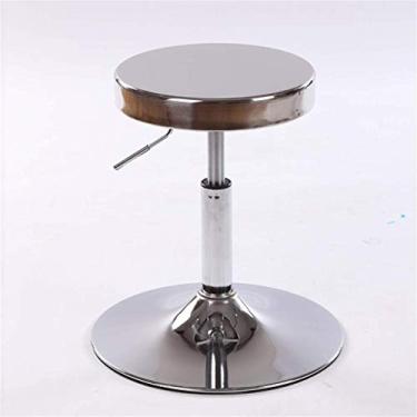 Imagem de Simple Atmosphere Stainless Steel Swivel Chair, Adjustable Height Round Stool Home Use Kitchen Dining Room Cafe Office Drawing Stool with Chrome Base Non-Slip Seat, b, 3240-50CM//386 (Color : A, S