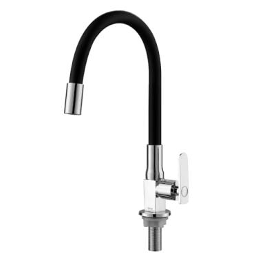 Imagem de Torneira Cozinha De Mesa Bancada Flexível Iura Kalt Inox Cromada Preta