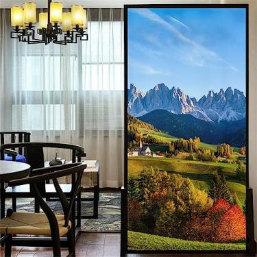 Imagem de Película decorativa para janela de privacidade, paisagem natural, sem cola, aderência estática, película adesiva para janela (largura x comprimento) 82 x 160 cm (32,3" x 63")