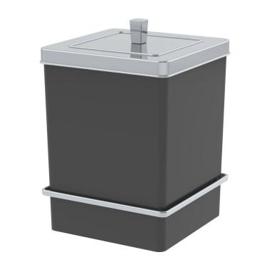 Imagem de Lixeira 6,5L Tampa Quadrada Com Suporte Ventosa Cesto De Lixo Preto Cromado - 8065PTC Future