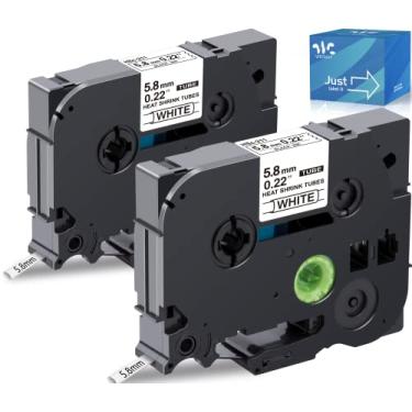 Imagem de WEEMAY Pacote com 2 unidades compatíveis com o tubo termorretrátil Brother HSe-211 HSe211 HS-211 HS211 fita adesiva termorretrátil preta sobre branca para etiquetadora PTE300 PTE500 PTP700 PTE550W,